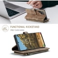 thumbnail image 3 of Wallet Case for Samsung Galaxy S22 Ultra 5G, Premium Handmade PU Leather Phone Case Card Slots Magnetic Closure Zipper Pocket Kickstand Flip Case with Hand Strap - Vintage Brown, 3 of 14