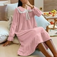 thumbnail image 7 of Women Long Sleeve Nightgown Soft Cotton Sleepwear Lace Trim Bow Ruffle Nightdress Cute Comfy Loungewear Pajamas, 7 of 7