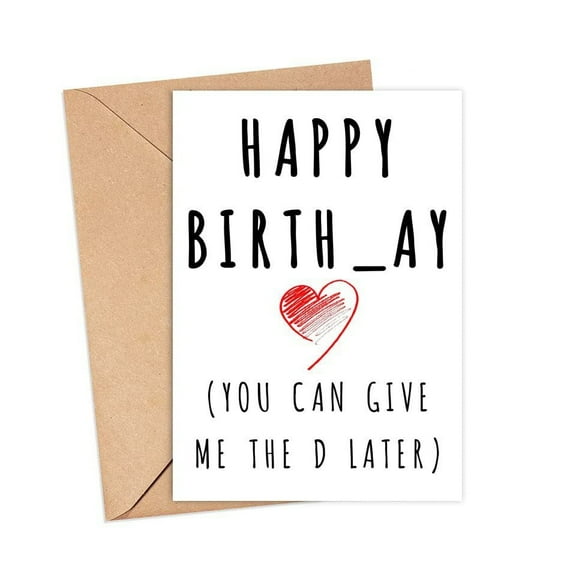 Funny Birthday Card - "Happy Birth_Ay" with Heart Design – Blank Inside, Envelope Included – Perfect for Humorous Birthday Wishes