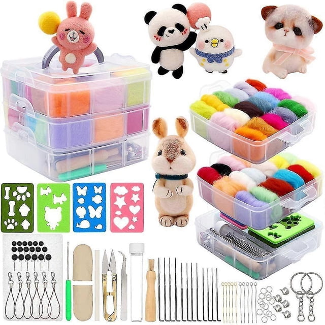 Wool Felt Felt Needle Kit Set 36 Colors Gift Tool Roving Material Complete Pcs Tool 109 Fiber Starter