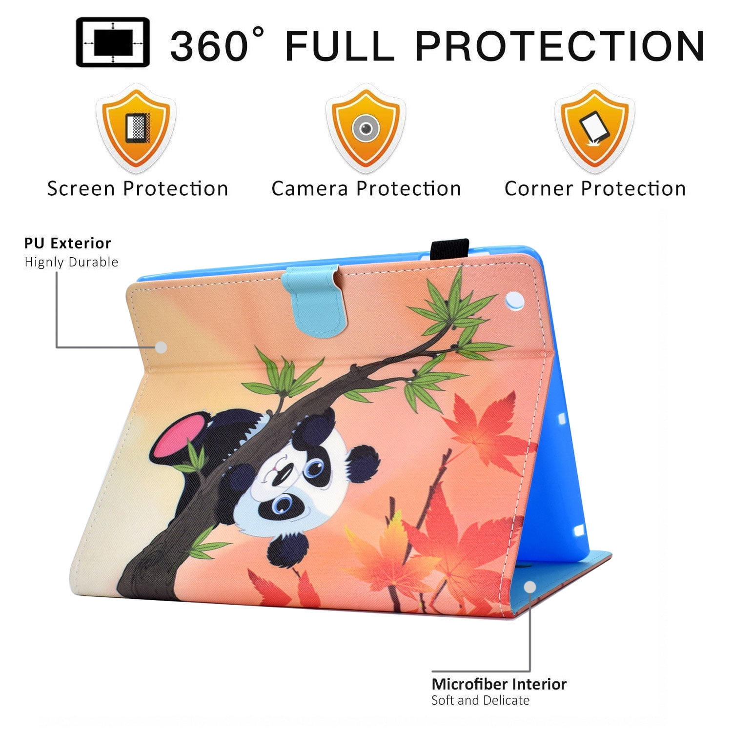 iPad 2 3 4 Case, Allytech PU Leather Lightweight Protective Folio Kickstand Auto Sleep Wake Smart Cover with Cards Slots Pencil Holder Magnetic Wallet Case Cover for Apple iPad 2 3 4, Panda Leaf