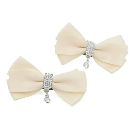 

2pcs Accessories Rhinestone Bride High Heel Shoe Decorations Clip Bow Ribbon Clamp Shiny Clips Bowknot Shoe Buckle BEIGE