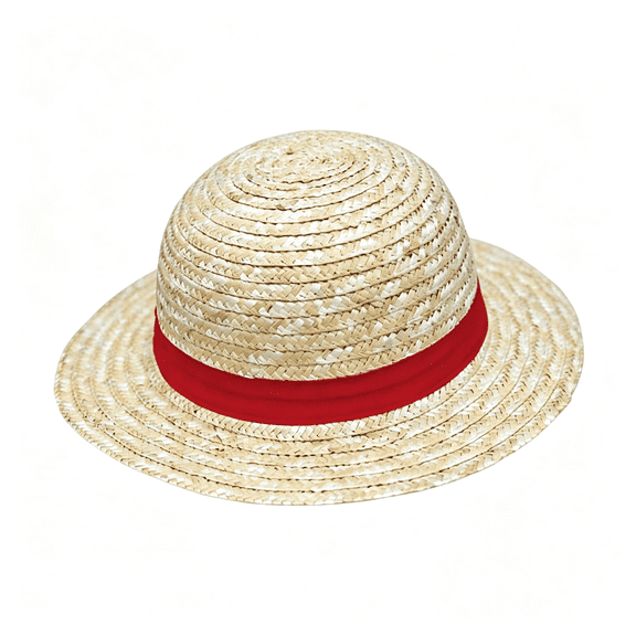 TELOLY Kids Straw Hat Wide Brim Beach Hats One Piece Costumes Hat for Boys Girls Handmade Sun Protection Caps Luffy Straw Hat