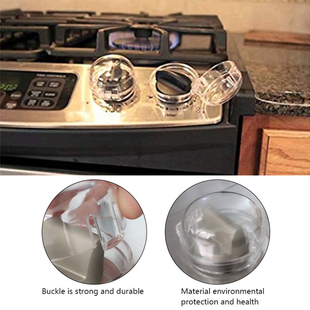 6 piezas de cubiertas de seguridad transparentes para perillas de estufa, protectores de seguridad para niños, resistentes al calor, con bloqueo a prueba de niños para horno, estufa, cocina a gas