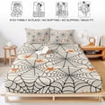 thumbnail image 5 of Twin XL Size Fitted Sheet Set - Halloween 2 Piece Bedding Sets 16" Deep Pocket Fitted Sheet with 1 Pillowcases, Orange Black Net Classic Spiders Gingham Brushed Microfiber Hotel Luxury Bed Sheets, 5 of 9