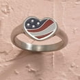 thumbnail image 2 of American Flag Heart Enamel Ring - Patriotic USA Red, White & Blue Jewelry size 7, 2 of 4
