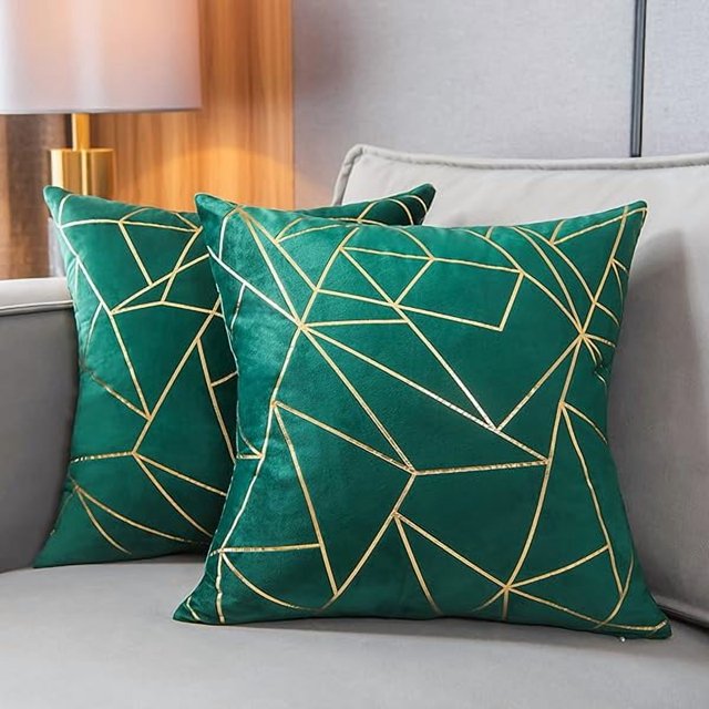 HAYAN Throw Pillow Covers Velvet Decorative 2 Packs Ultra-Soft Cushion Case for,Christmas,Sofa,Bedroom,Car Living Room (Alpine Green, 20"X20")