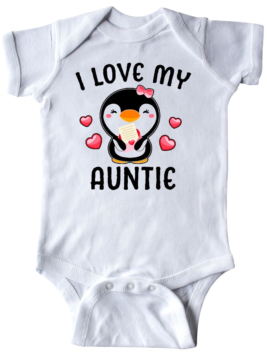 inktastic I Love My Auntie with Cute Penguin and Hearts Toddler T-Shirt