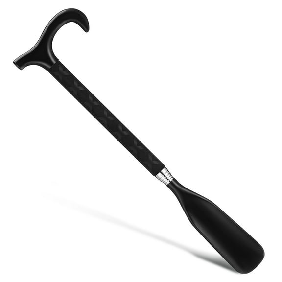 LEORX Metal Long Shoe Horn Black 1 Set 13.6x3.6x0.7in Easy to Use for Travel