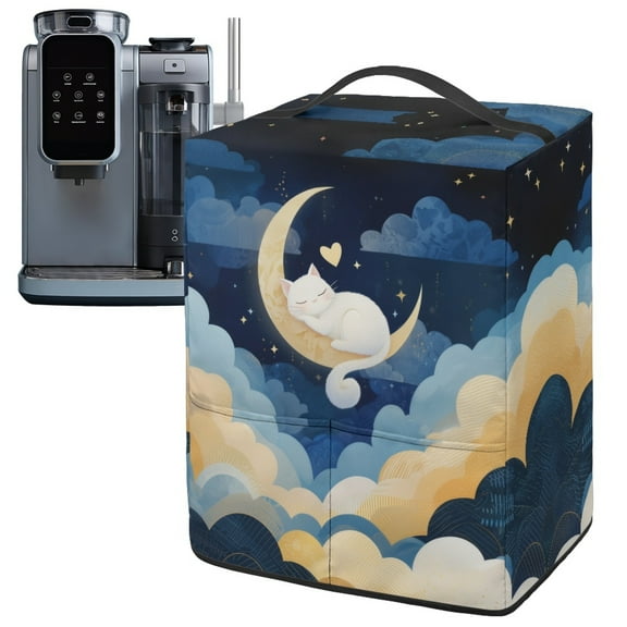 ZIATUBLES Moon Cat Ice Cream Machine Dust Cover, Stain Resistant Polyester Kitchen Countertop Appliance Decor Cover Compatible with Ninja NC501/NC301/NC299amz Model, 15.35" x 9.84" x 18.11"
