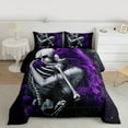 thumbnail image 2 of Castle Fairy Female Men Gothic Skeleton Bedding Comforter Set 2pcs,Purple Floral Rose Twin Comforter Sets Microfiber,Happy Valentine's Day Breathable Bedding Set,Ultra Soft Home Decor,Reversible, 2 of 8
