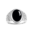 thumbnail image 1 of RYLOS Men's Rings Sterling Silver Nugget Ring with Cabochon Gemstone & Diamonds Cabochon Onyx Rings For Men Size 12, 1 of 7