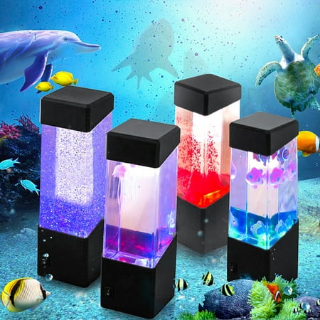 LED Mini Fish Tank Water Light Box Water Ball Aquarium Jellyfish Lamp Bedside Cabinet Lighting Nightlight