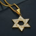 thumbnail image 4 of Hip Hop Ice Crystal Zirconia Star of David Hexagram 14K Yellow Gold Pendant Necklace for Men Trendy Amulet Israeli Jewish Jewelry Gift D226, 4 of 7
