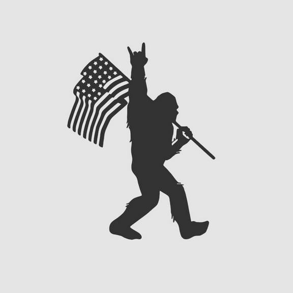 Bigfoot Wave Flag USA Rock On Vinyl Decal Sticker UV & Waterproof Bumper Window Laptop Automotive Water Bottle Gift accessories – BLACK 6"