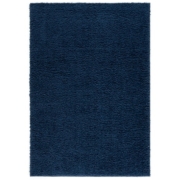 SAFAVIEH Lindsay Deborah Solid Polyester Shag Area Rug, Navy, 3' x 5'