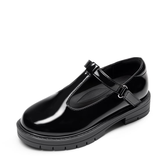 DREAM PAIRS Girls Mary Jane Dress Shoes Chunky Platform T-Strap School Uniform Flats for Toddler Little and Big Kids