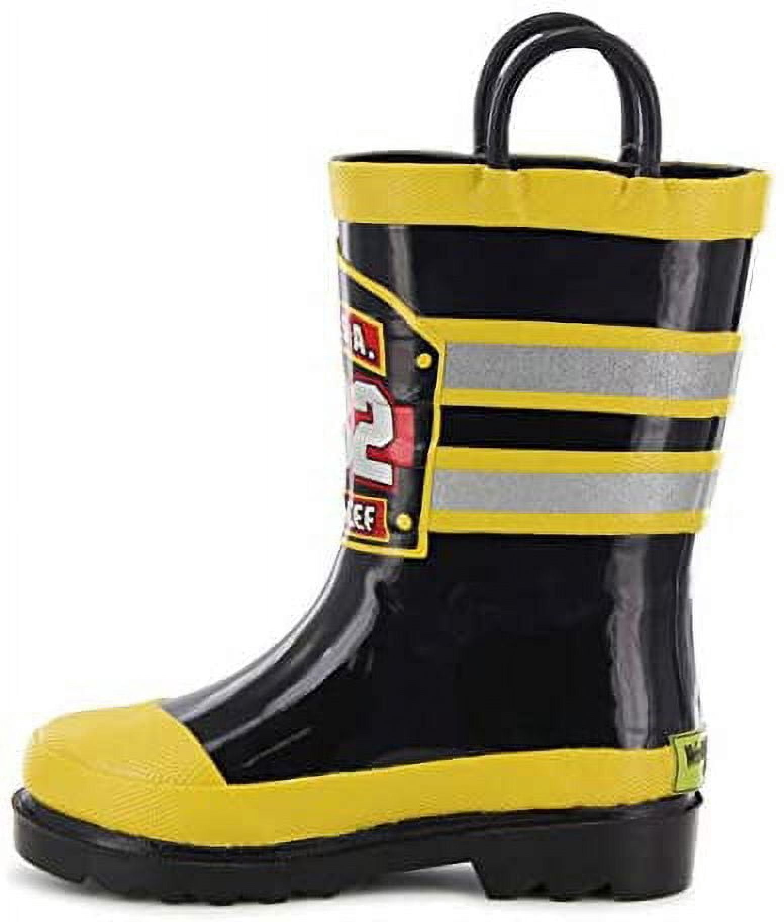 Western Chief Unisex Kids Rain Boots Waterproof Firechief Pull-On, Black, Sizes 4