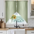thumbnail image 4 of Sage Green Ombre Kitchen Window Curtains, Swag Curtains Valance for Bedroom Living Room Bathroom, Modern Gradient Abstract Art Rod Pocket Window Treatment Curtain Block Drapes 2 Panels 28"x36", 4 of 9