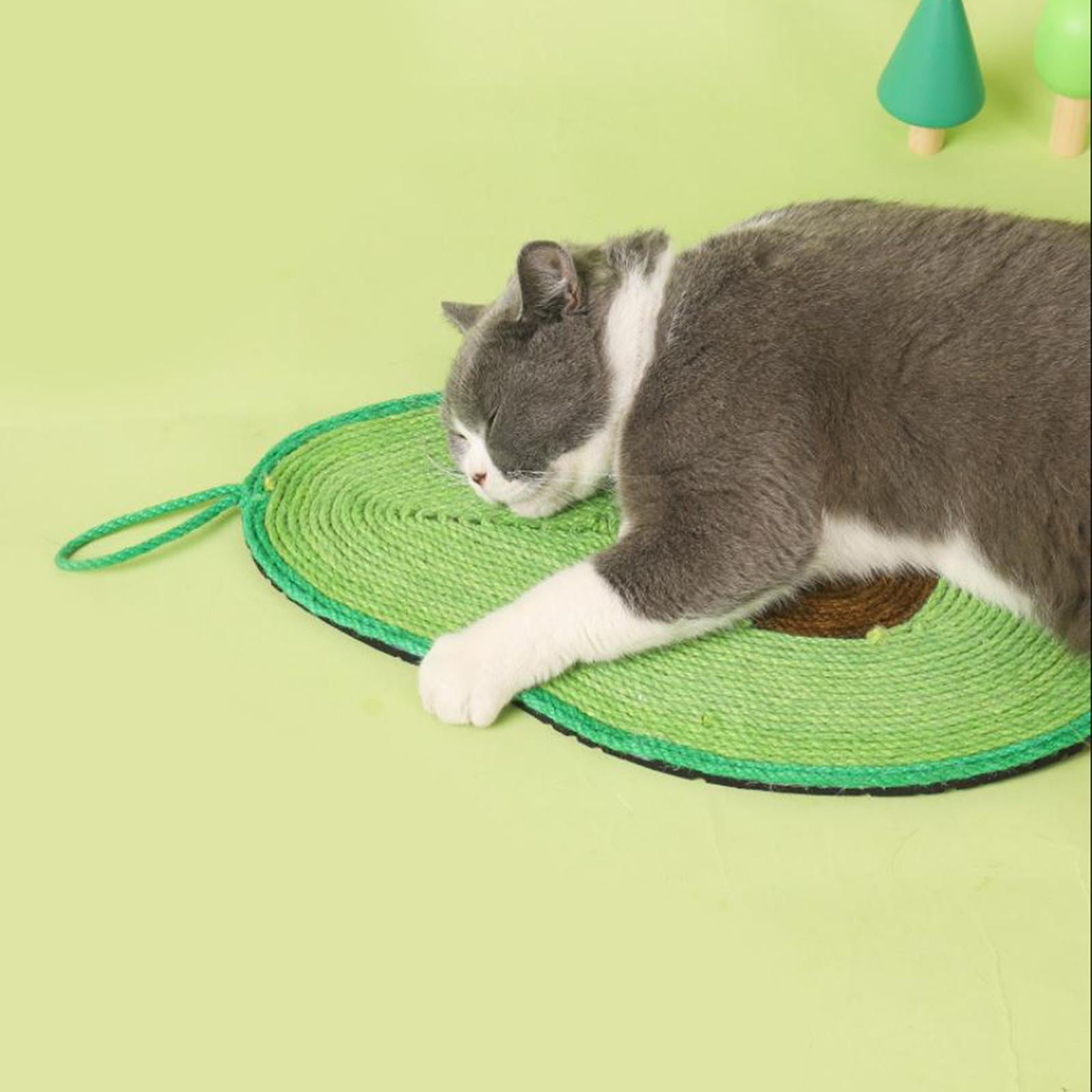 Natural Sisal Cat Scratcher Mat Non Slip for Indoor Cats Rug Floor Scratching Mat Scratch Pad for Protect Carpets Cat Grinding Claws Green
