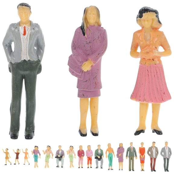 26pcs People Figurines Mini Models Plastic Figures for Doll House Decor in Mixed Style