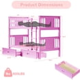 thumbnail image 2 of LAZZO Twin Over Twin Bunk Bed with Storage Drawers, Convertible Solid Wood Bunk Bed with Ladder & Safety Guardrail, No Box Spring Needed, Pink, 2 of 8