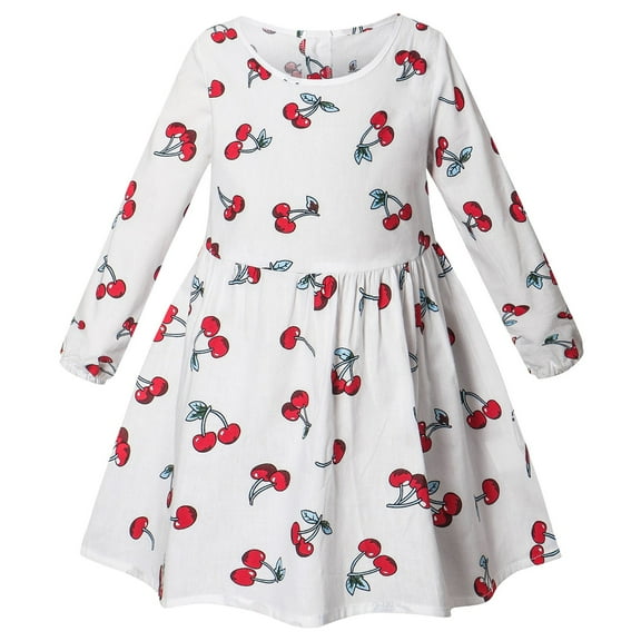 Zshosam Baby Girls' Dresses Girls Dresses Kids Fashion Long Sleeves Dress Clothes Size 5T 6T,(White 5-6 Years)