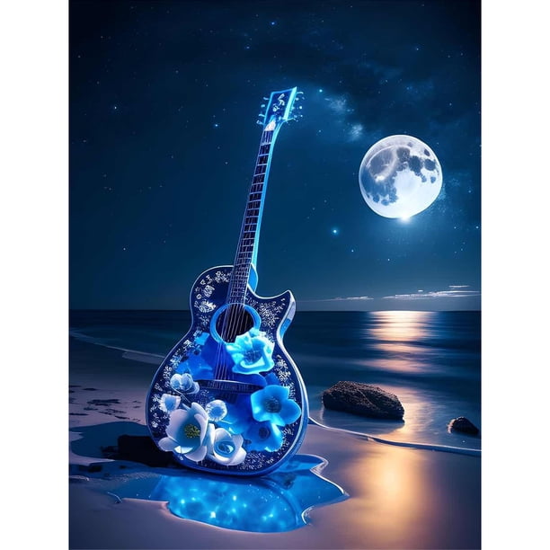 5D DIY Diamond Mosaic Full Round Drill Rose Guitar Series para Office Home Wall Hugtrwg Para estrenar