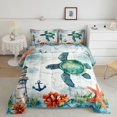 thumbnail image 1 of Erosebridal Green Sea Turtle Bedding Queen Comforter Set, Sailing Anchor Down Comforter, Lighthouse Decor, Microfiber, 1 of 7