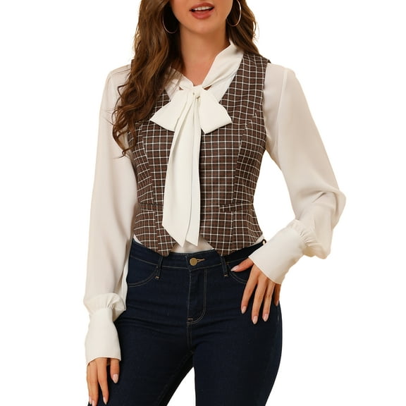 MODA NOVA Juniors V Neck Cinched Waist Button Asymmetric Stretchy Plaid Sleeveless Jacket