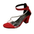 thumbnail image 2 of Wensltd Women's Summer Sandals Round Toe One-Line Buckle Square Chunky Heels, 2 of 9