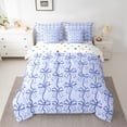 thumbnail image 2 of jejeloiu Purple Bow Pattern 7-Piece Twin Bedding Sets,Cartoon Bowknot Bowtie Bedding Comforter Set For Girl Reversible, 2 of 8