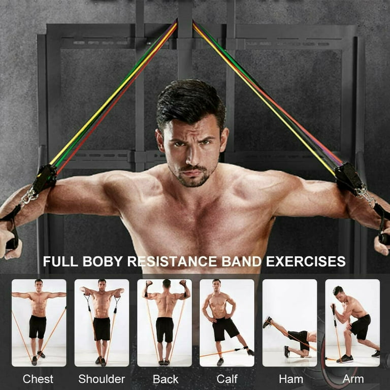 11pcs Resistance Band Set LINKPAL Yoga Pilates Exercise Fitness TPE Crossfit Training Tubes Workout Bands