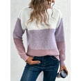 thumbnail image 5 of Womens Long Sleeve Sweater Crew Neck Casual Loose Knit Multicolor Top Purple M, 5 of 6