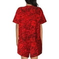 thumbnail image 6 of Fotbe Red Rose Print Pajama Set for Women 2 Piece Loungewear Short Sleeve Tops and Shorts Set Soft Sleepwear-3X-Large, 6 of 7