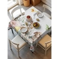 thumbnail image 2 of Easter Bunny Suqare Tablecloth - 60 x 60 Inch, Spring Botanical Flowers Flowers Eggs Check Waterproof & StainResistant Tablecloth, Washable Oil-proof Table Cover for Dining/Party/Wedding/Buffet, 2 of 9