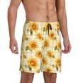 thumbnail image 2 of Wukai Light Yellow Plaid Sunflower Men’s Short Pajama Pants With Pockets Soft Sleep Pj Shorts for Men-3X-Large, 2 of 6