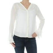 CALVIN KLEIN $51 Womens New 1193 Ivory V Neck Bell Sleeve Top S Petites B+B