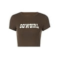 thumbnail image 6 of Qiylii Women Crew Neck Short Sleeve Crop Tops Slim Fit Tees T-shirts, 6 of 9