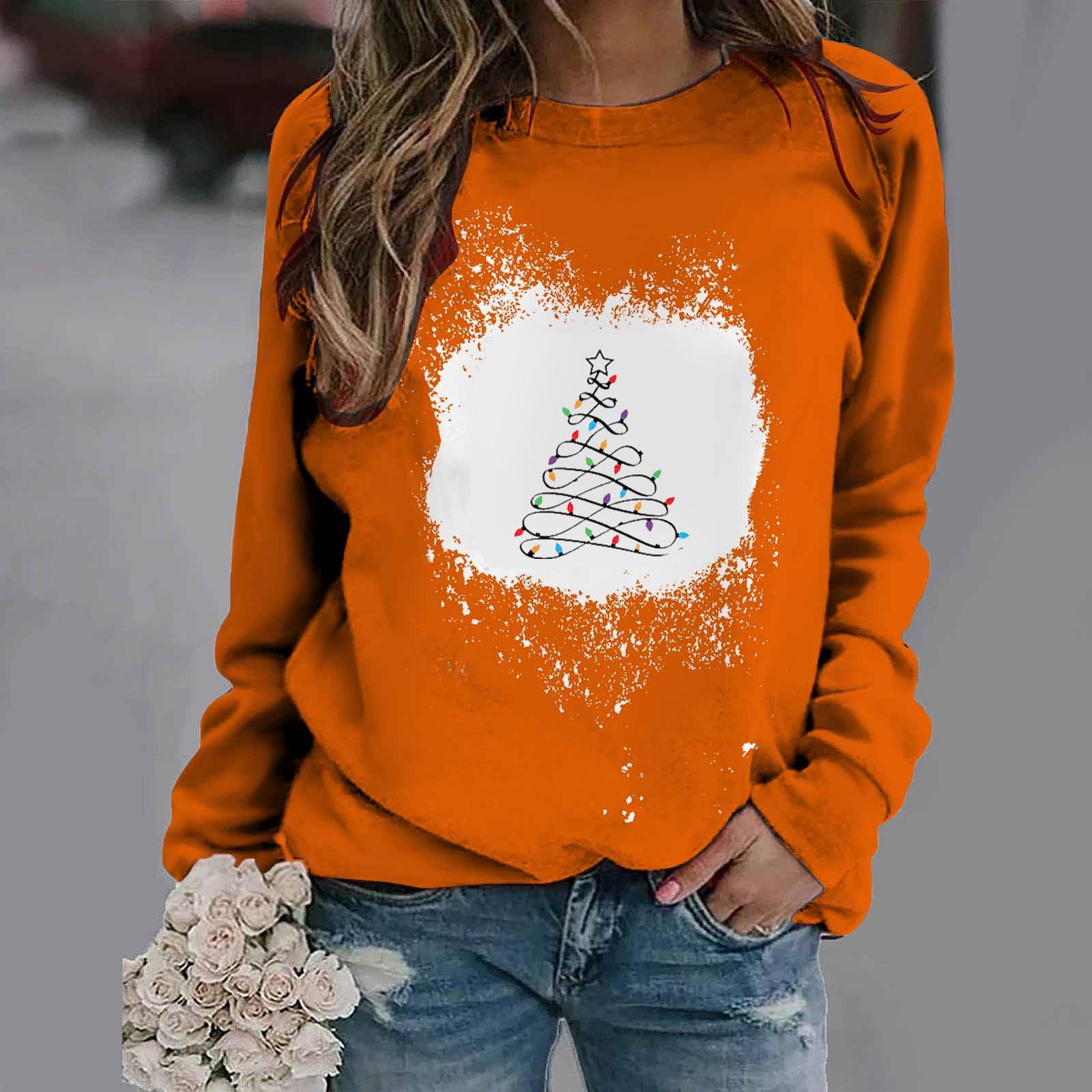 80s Outfit Merry Christmas Sweatshirt for Womens Oversized Print