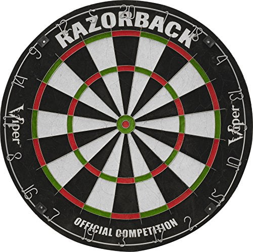 Viper Metropolitan Solid Wood Cabinet & Sisal/Bristle Dartboard Ready-to-Play Bundle: Premium Set (Razorback Dartboard and Darts), Mahogany Finish