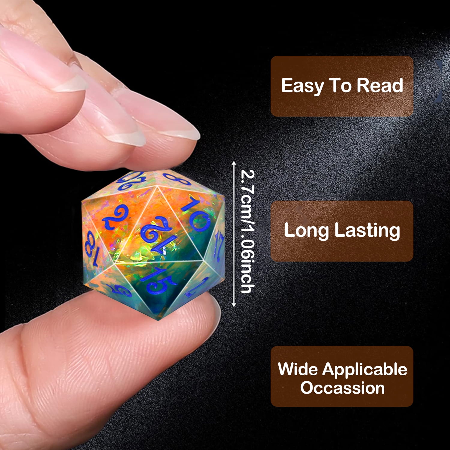 SWAJUJA Sharp Edge Resin Dice Set, 7PCS Handmade Polyhedral DND Dice with Iridescent Plating and Gift Case for Dungeons & Dragons RPG Tabletop Games