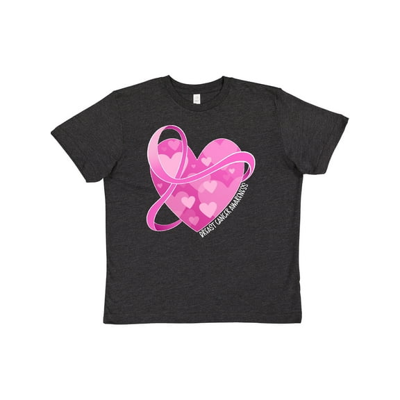 Inktastic Breast Cancer Awareness Pink Ribbon Around Heart Youth T-Shirt