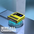 thumbnail image 6 of SaniMore for Samsung Galaxy Z Flip 3/4 6.7" Tri-layer Case with Wireless Charging Tempered Glass Screen Protector Hidden Bracket Drop Resistant Heavy Duty Protective Case for Galaxy Z Flip 3/4, Yellow, 6 of 7