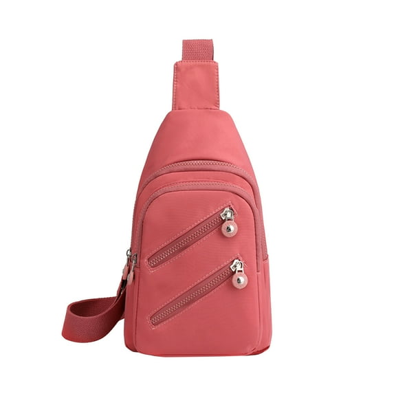 Xfvqtps Mens Chest Bag Adjustable Shoulder Strap Large Capacity Multi Compartment Multi-Purpose Fashion Lightweight Portable Commuting Oxford Cloth Crossbody Bag Pink