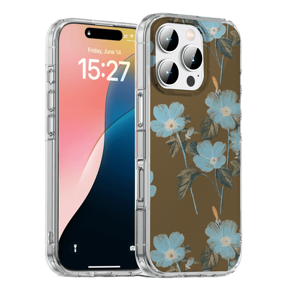 HZSY. Protective Gel Phone Case for iPhone 16 Plus - Printed Small blue flower