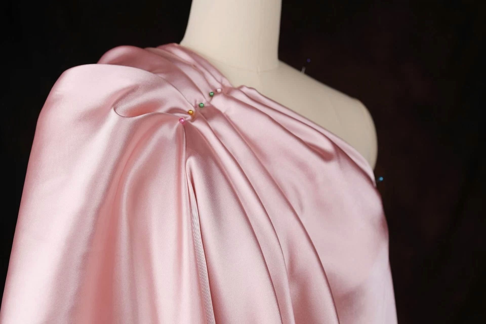 BUTTERFLY- Dark Pink Satin Charmeuse Fabric By The Yard 162