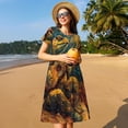 thumbnail image 4 of Lsque Starry Night Guitar Turtle Print Women's Casual Dress T-Shirt Summer Short Sleeve Scoop Neck Swing Dresses, 4 of 6