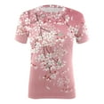 thumbnail image 4 of moda de las mujeres casual manga corta impreso cuello redondo suéter suelto top rosa / m, 4 of 4