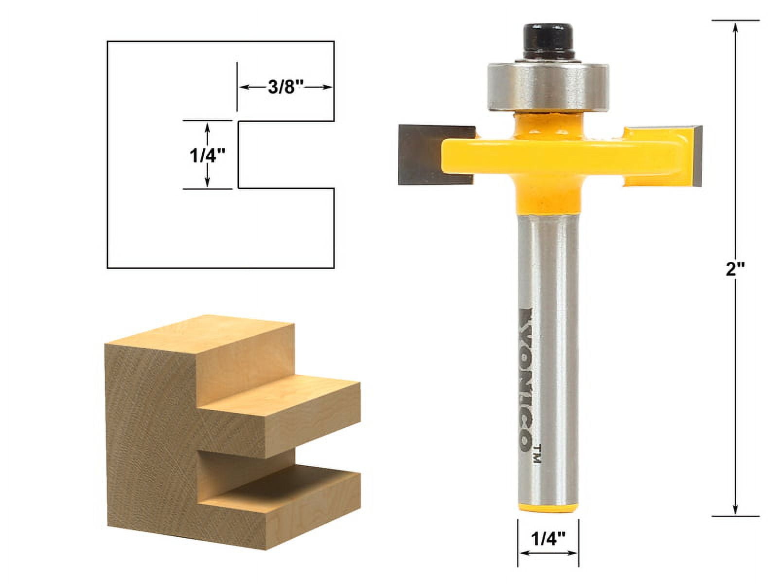 4 Bit Slot Cutter Router Bit Set - 1/4" Shank - Yonico 14481q